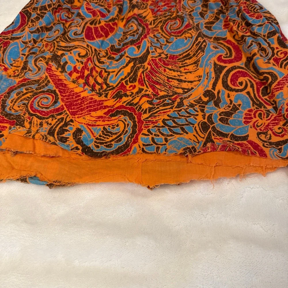 Anthropologie Moulinette Soeurs Rope Halter Dress Orange Blue Batik Print Size 6 - Picture 3 of 10